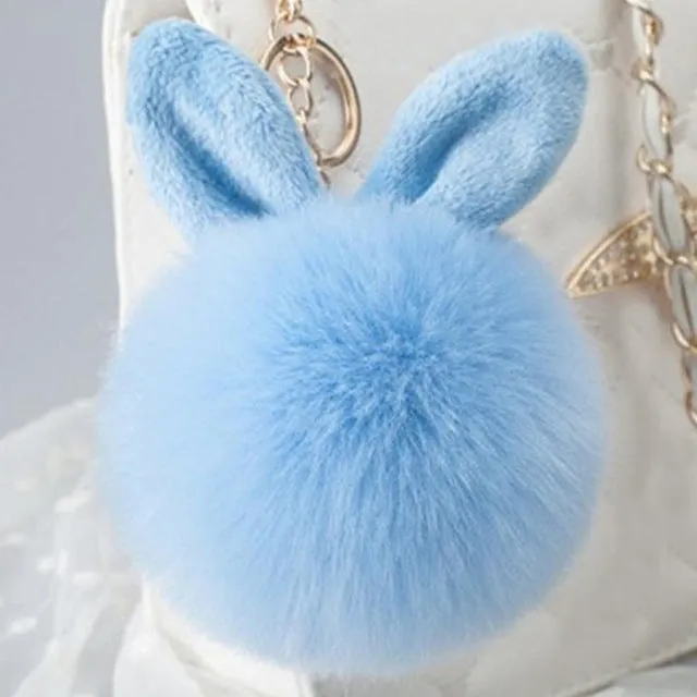 Artificial Rabbit Fur Ball Keychain Women Bag Plush Key Ring Car Key Pendant Delicate Candy Color