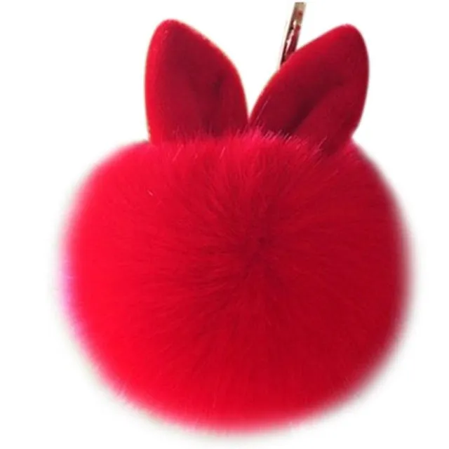 Artificial Rabbit Fur Ball Keychain Women Bag Plush Key Ring Car Key Pendant Delicate Candy Color