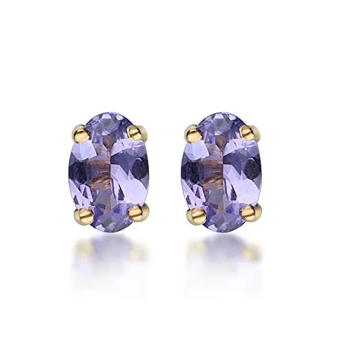 Ashlynn 14K Yellow Gold Oval-Cut Tanzanian Tanzanite Earring