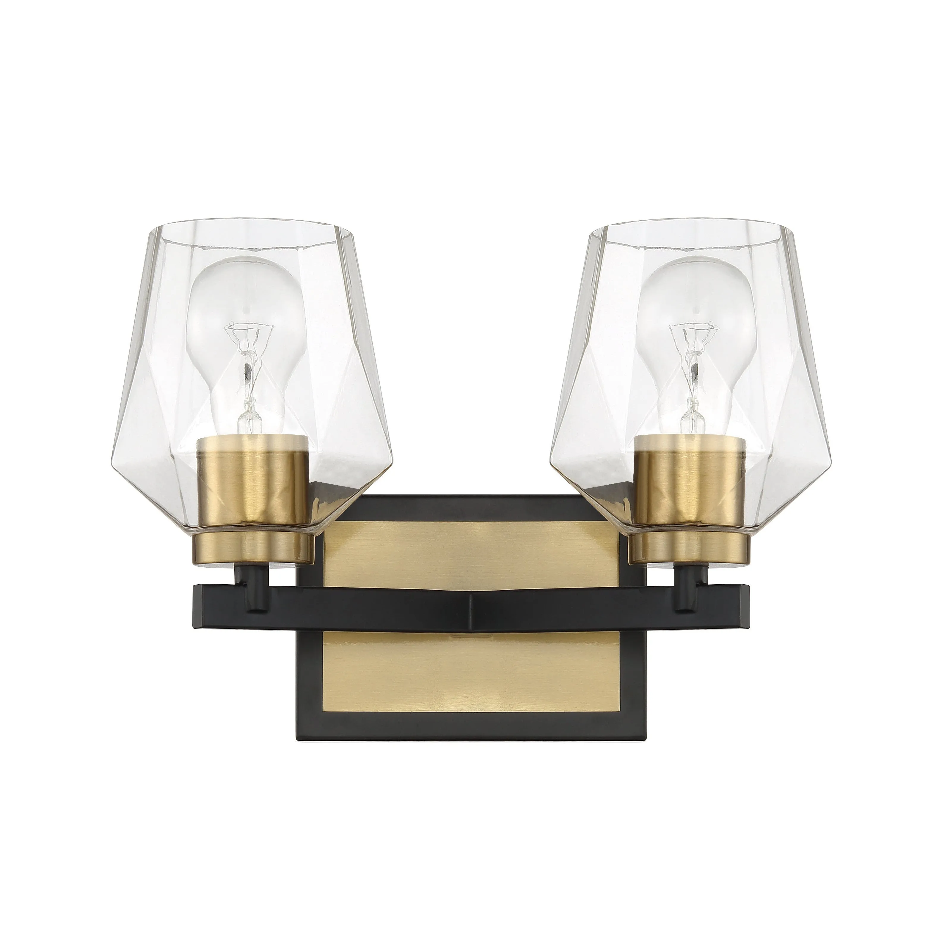 Avante Grand 2 Light Vanity in Flat Black/Satin Brass