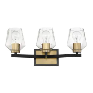 Avante Grand 3 Light Vanity in Flat Black/Satin Brass