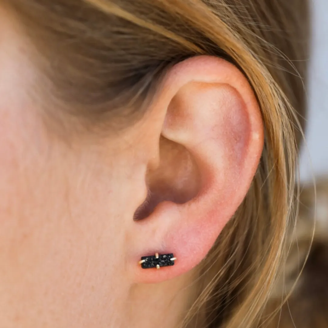 Black Druzy Bar Studs