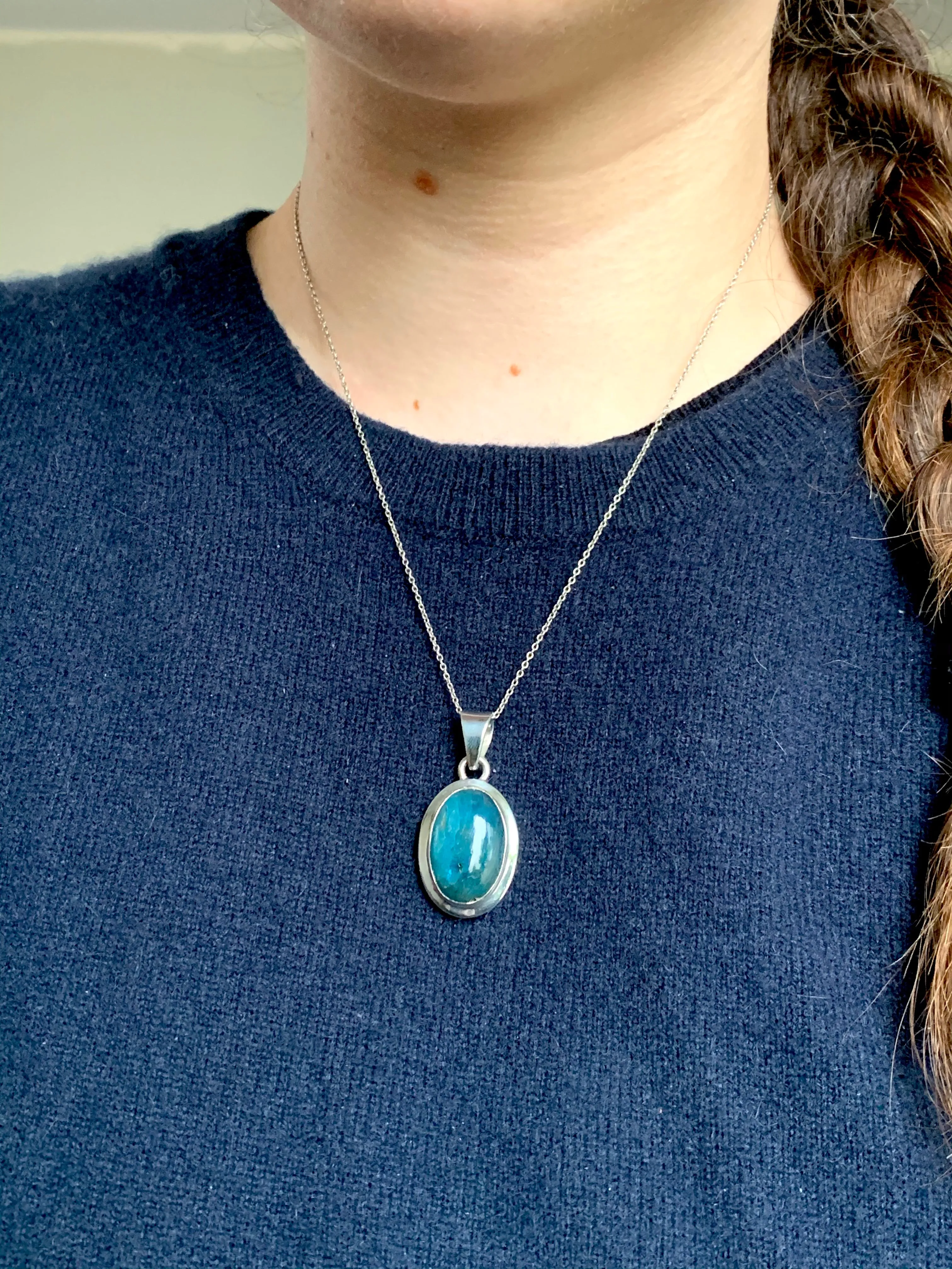 Blue Apatite Ansley Pendant - Reg. Oval