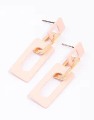 Blush Rectangle Chain Drop Earrings