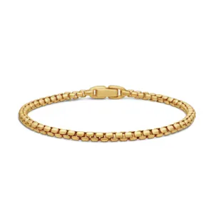 Box Chain Bracelet in 18K Yellow Gold, 3.4mm, Size Small