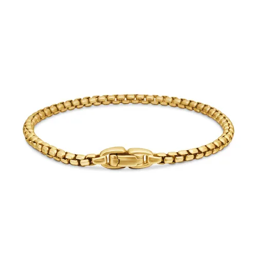 Box Chain Bracelet in 18K Yellow Gold, 3.4mm, Size Small