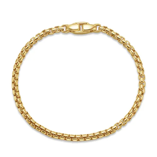 Box Chain Bracelet in 18K Yellow Gold, 3.4mm, Size Small