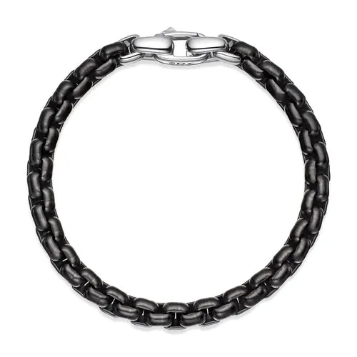 Box Chain Bracelet with Stainless Steel and Sterling Silver, 7.3mm, Size Large