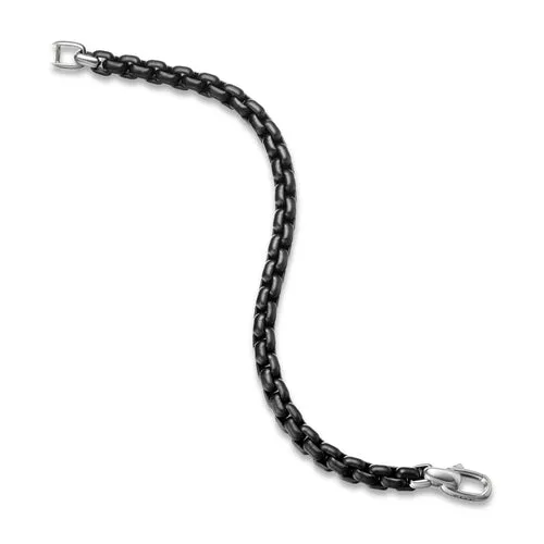 Box Chain Bracelet with Stainless Steel and Sterling Silver, 7.3mm, Size Large