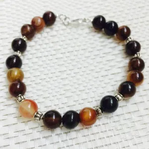 Brown Agate Men's Beaded Bracelet