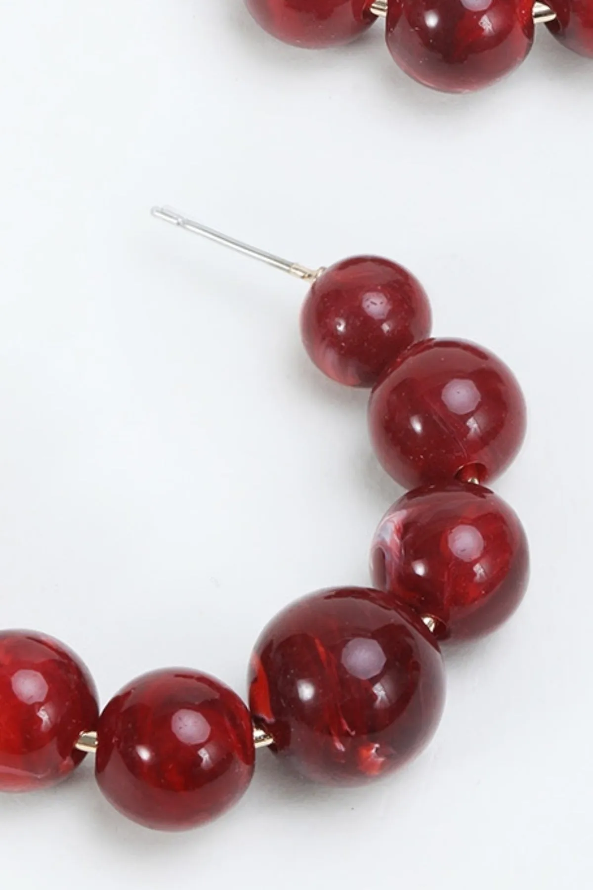 Burgundy Beaded Hoop Earrings