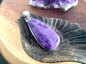 Charoite Akoni Pendant - Long Teardrop