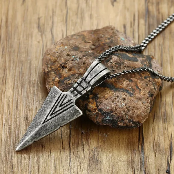 Classy Men Antique Arrowhead Pendant Necklace