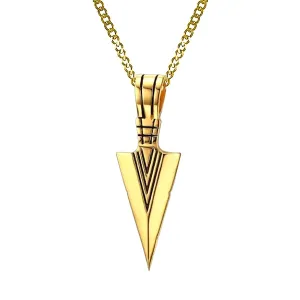 Classy Men Gold Arrowhead Pendant Necklace