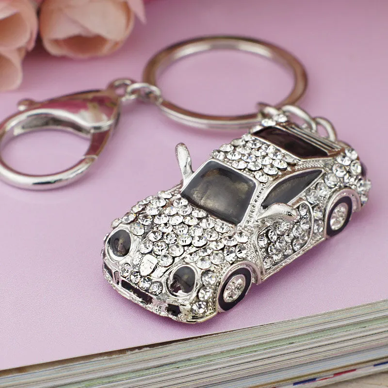 Cool Roadster Sports Car Crystal HandBag Pendant trendy Keyring Keychain For Car Purse Bag Buckle key holder Key Chains