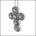 Cubic Zirconia Cz 1.7 TCW Round Bezel Set Cross Pendant