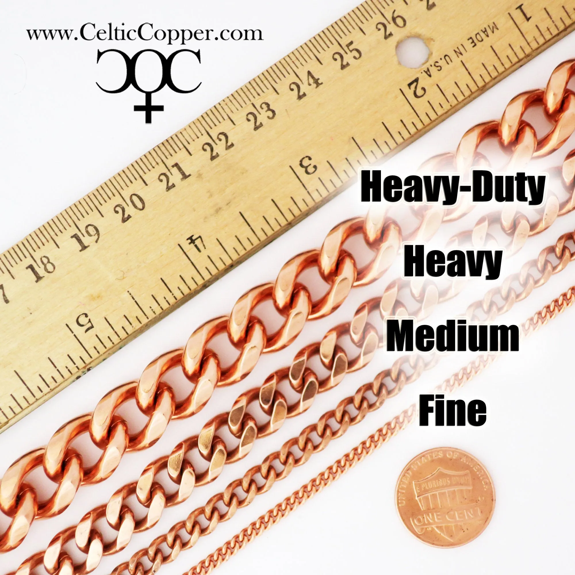 Custom Copper Curb Chain Anklet AC72M Adjustable Size Solid Copper 5mm Cuban Curb Ankle Chain