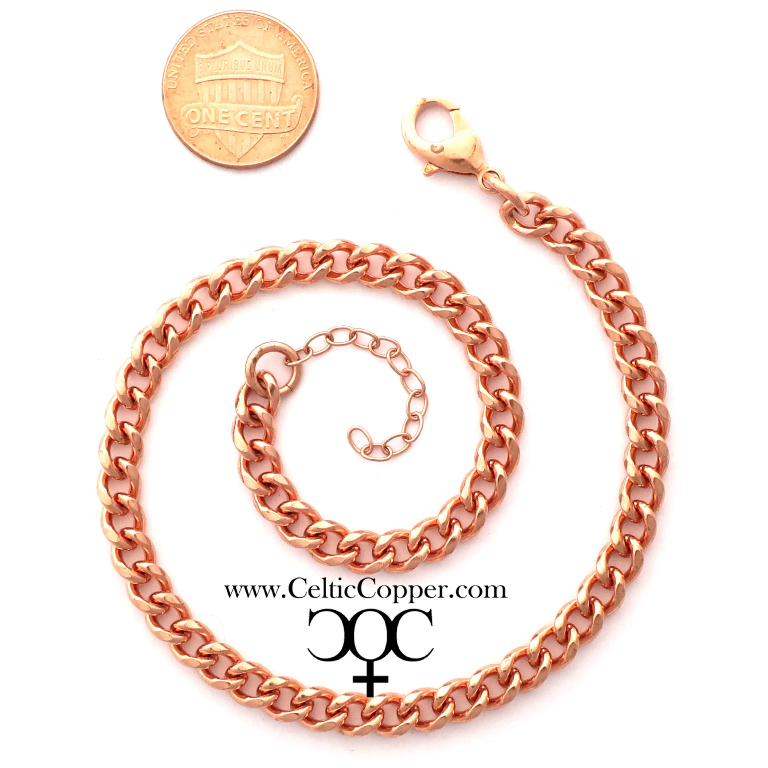 Custom Copper Curb Chain Anklet AC72M Adjustable Size Solid Copper 5mm Cuban Curb Ankle Chain