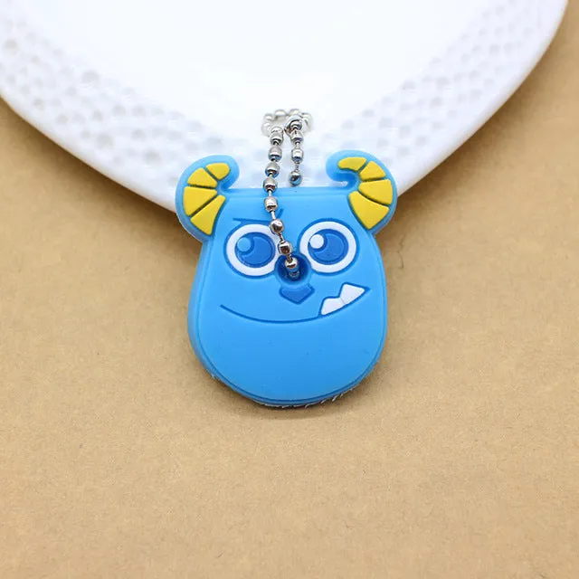 Cute Anime Cartoon Minion Key Cover Owl Bear Keychain Silicone Stitch Pendant porte clef Unisex Key Caps Minnie monster Chain