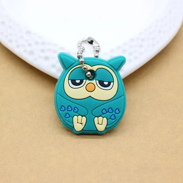 Cute Anime Cartoon Minion Key Cover Owl Bear Keychain Silicone Stitch Pendant porte clef Unisex Key Caps Minnie monster Chain