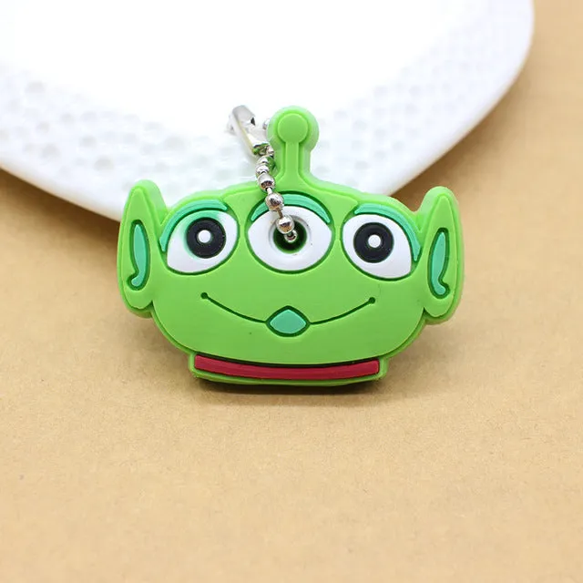 Cute Anime Cartoon Minion Key Cover Owl Bear Keychain Silicone Stitch Pendant porte clef Unisex Key Caps Minnie monster Chain