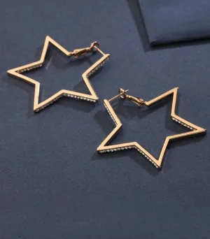 Decorative Golden Color Stars Earrings (Brass)