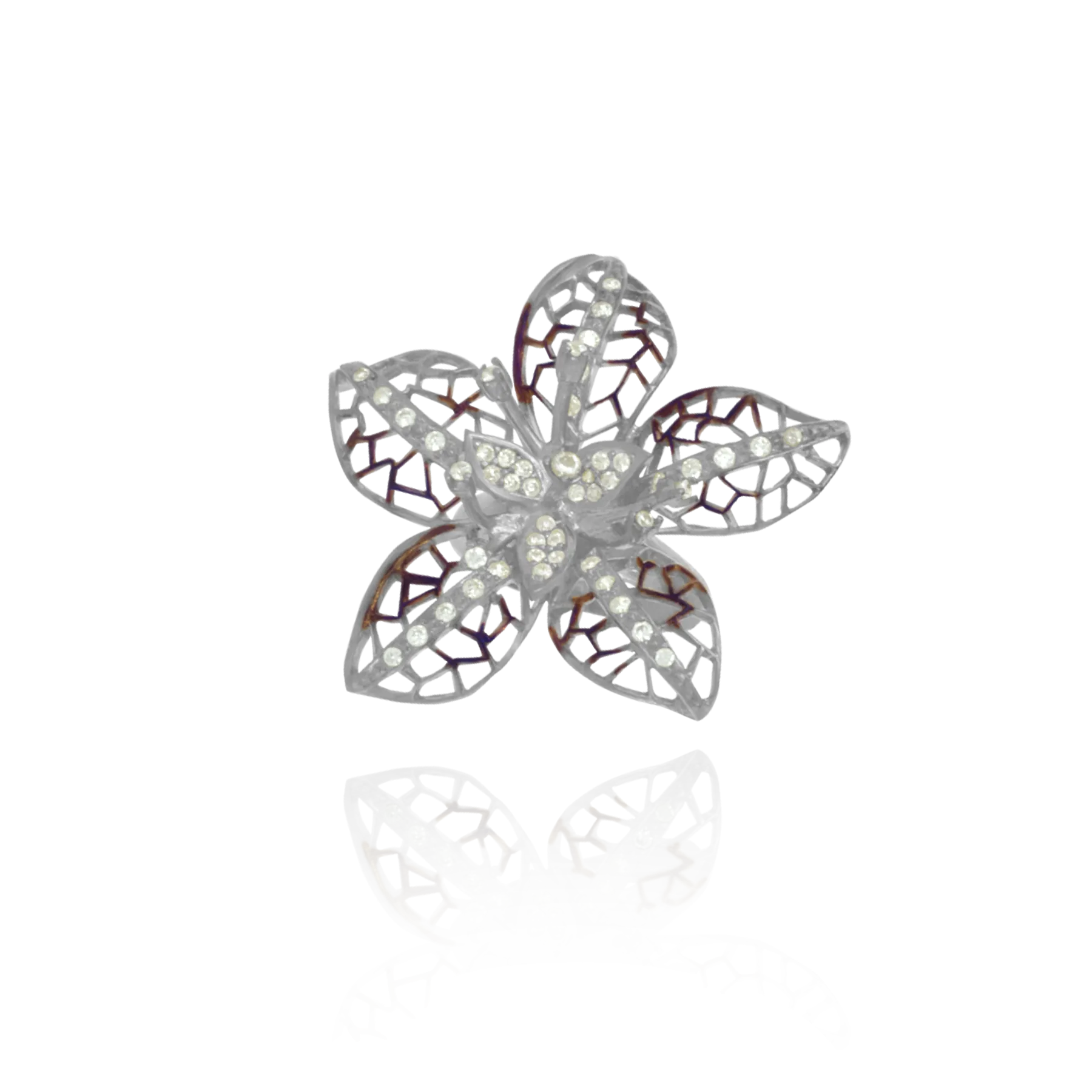 Ember Filigree Flower with Sparkling Petals Ring