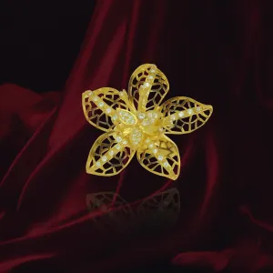 Ember Filigree Flower with Sparkling Petals Ring