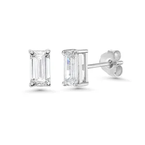 Emerald Cut Diamond Studs Earrings (0.65 ct.) in 14K Gold