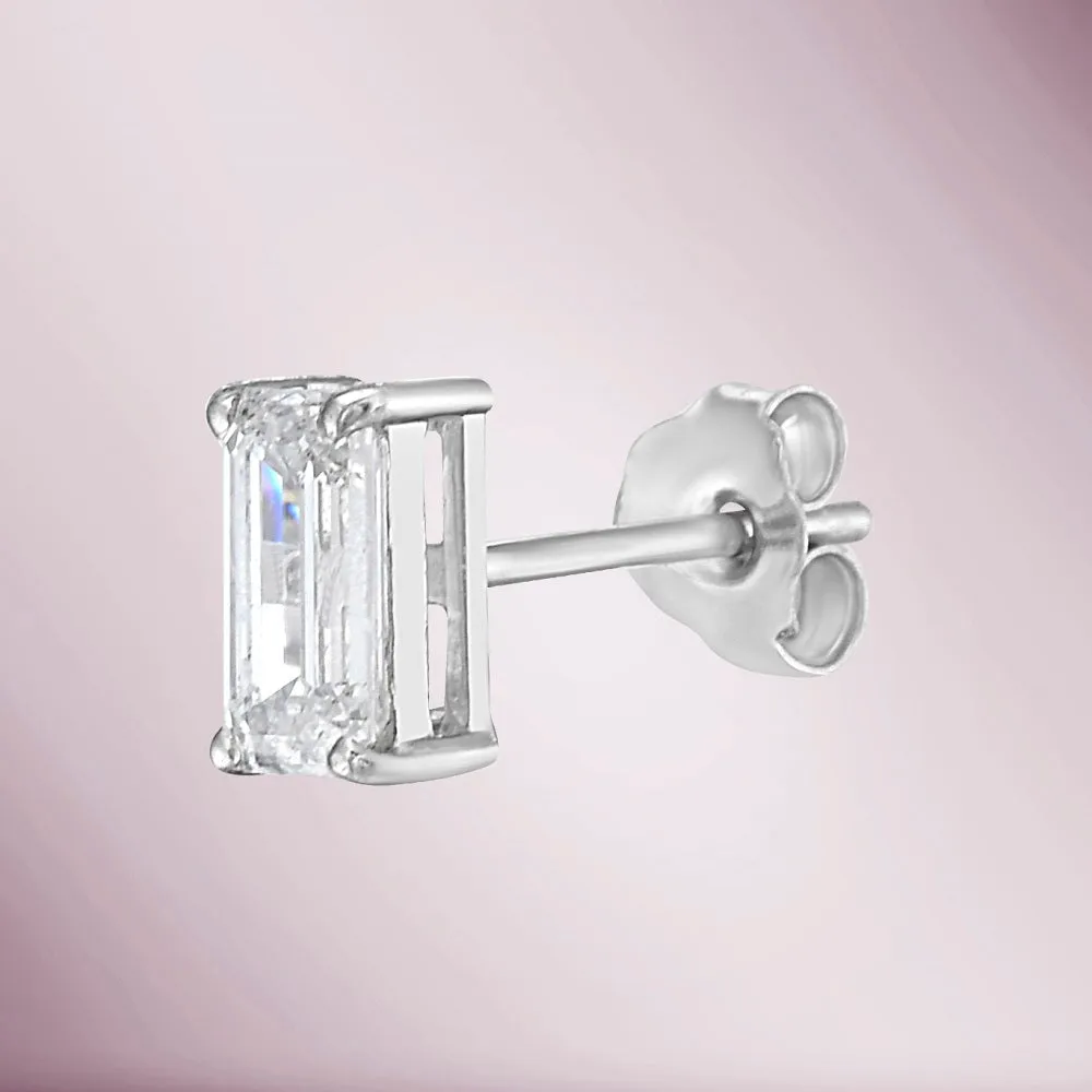 Emerald Cut Diamond Studs Earrings (0.65 ct.) in 14K Gold