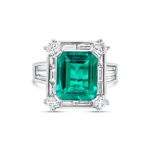 Emerald cut Emerald & Diamonds "Alexandra" Ring