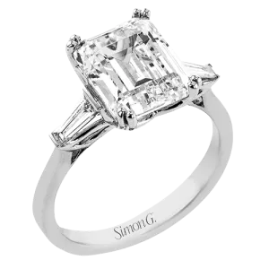 Emerald-cut Three-stone Engagement Ring in 18k Gold with Diamonds