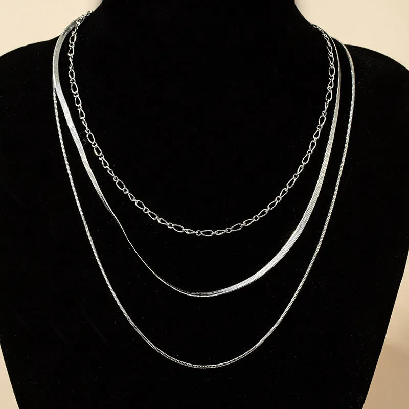 European Chic Triple Chain Necklace Set by Vienna Verve - Exquisite Metal Neckwear from Planderful