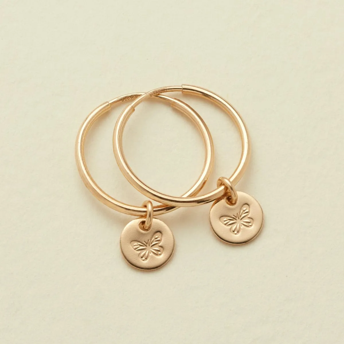 Evie Gold Filled Hoop Earrings - Butterfly