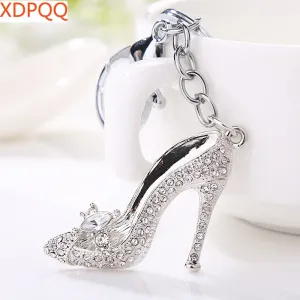 Fashion Lady Keychain Pendant Sexy Red Rhinestones High Heels Keychain Alloy Rhinestone Car Keychain Trinkets Gifts