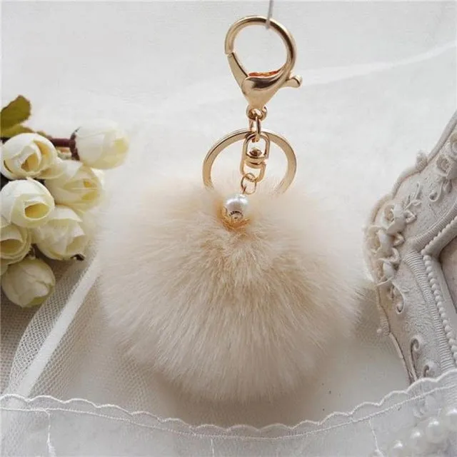 Faux Rabbit Fur Ball Keychain Charm Plush Car Keychains Handbag Key Ring key chain Delicate