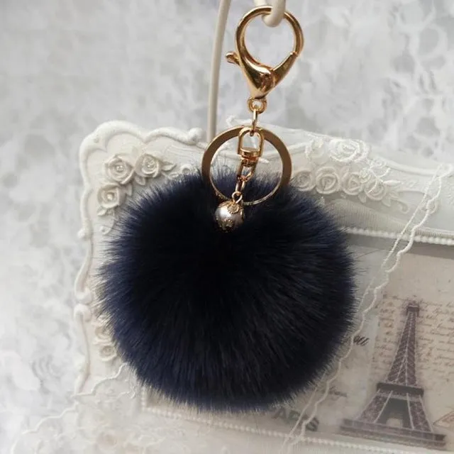 Faux Rabbit Fur Ball Keychain Charm Plush Car Keychains Handbag Key Ring key chain Delicate