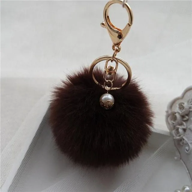 Faux Rabbit Fur Ball Keychain Charm Plush Car Keychains Handbag Key Ring key chain Delicate