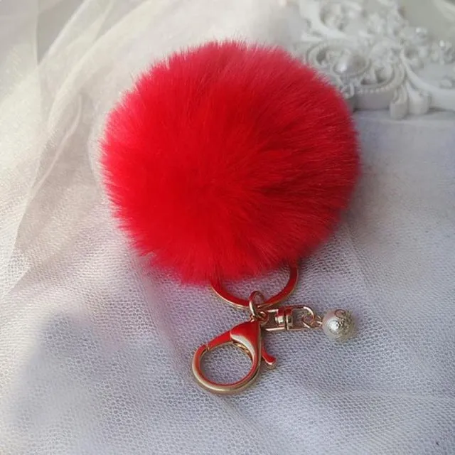 Faux Rabbit Fur Ball Keychain Charm Plush Car Keychains Handbag Key Ring key chain Delicate