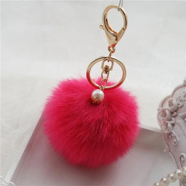 Faux Rabbit Fur Ball Keychain Charm Plush Car Keychains Handbag Key Ring key chain Delicate