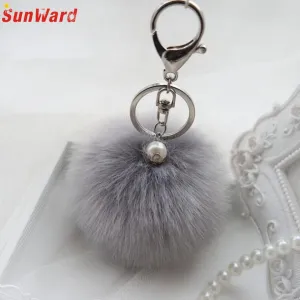 Faux Rabbit Fur Ball Keychain Charm Plush Car Keychains Handbag Key Ring key chain Delicate