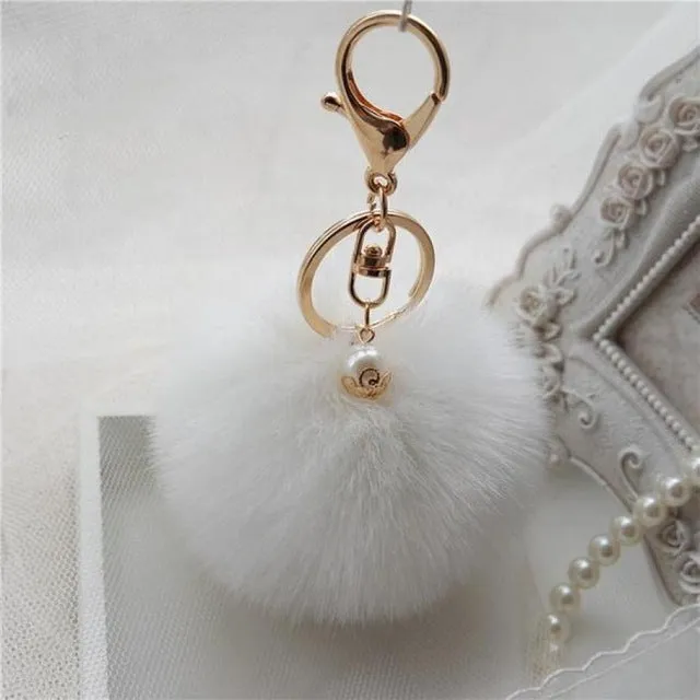 Faux Rabbit Fur Ball Keychain Charm Plush Car Keychains Handbag Key Ring key chain Delicate