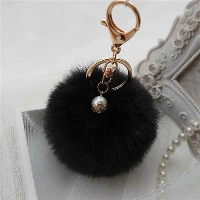 Faux Rabbit Fur Ball Keychain Charm Plush Car Keychains Handbag Key Ring key chain Delicate