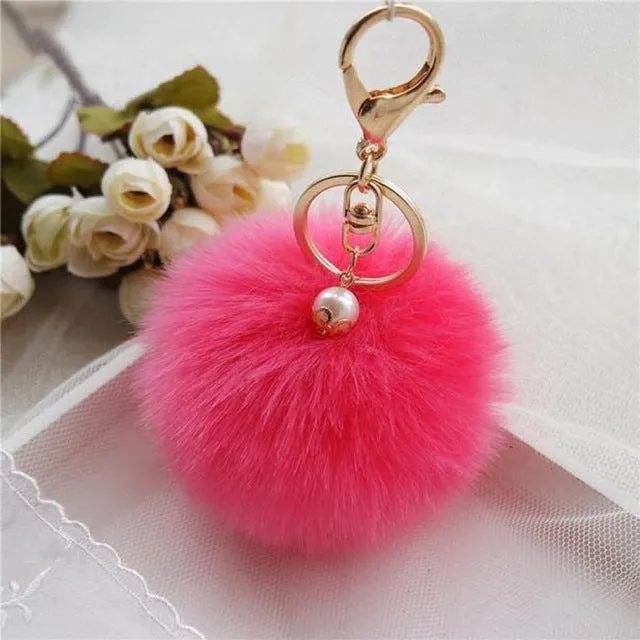 Faux Rabbit Fur Ball Keychain Charm Plush Car Keychains Handbag Key Ring key chain Delicate