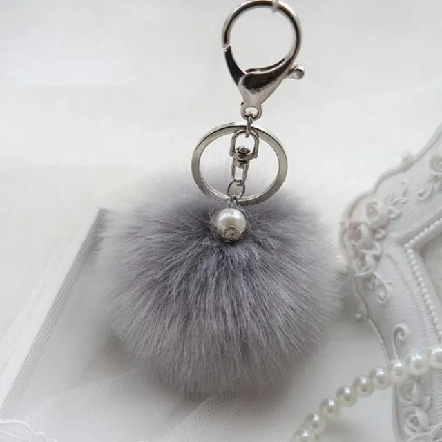 Faux Rabbit Fur Ball Keychain Charm Plush Car Keychains Handbag Key Ring key chain Delicate