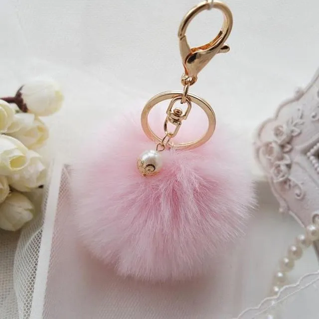 Faux Rabbit Fur Ball Keychain Charm Plush Car Keychains Handbag Key Ring key chain Delicate