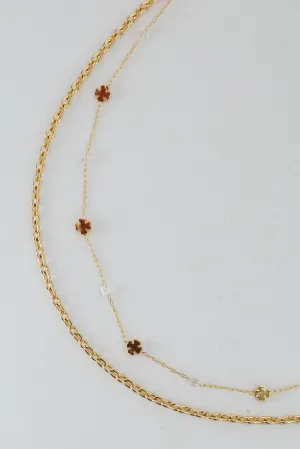 FINAL SALE - Bridget Gold Four Leaf Clover Layered Chain Necklace