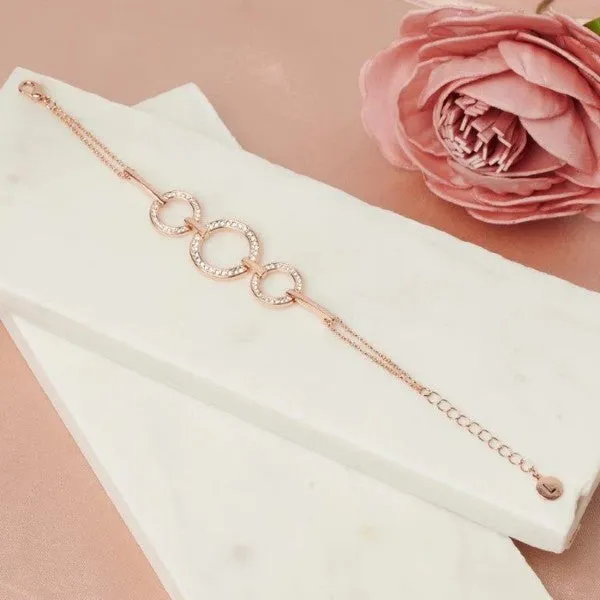 Fine 3 Ring Crystal Bracelet - Rose Gold**