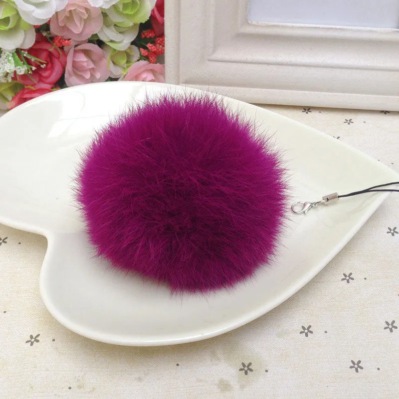 fur pom keychain Real Rabbit Fur Ball Key chains fur keyring porte clef llaveros Key Chain For Bag Charm navidad regalos