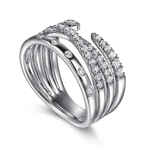 Gabriel&Co Stacked Diamond-Pattern Ring